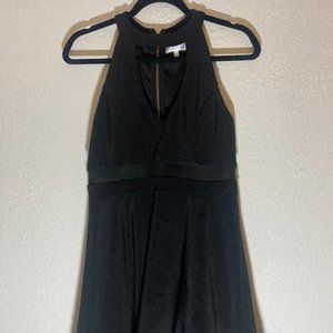 Honey & Rosie Little Black Flare Halter Dress Keyhole Neck Size Large
